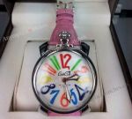 High quality Copy GaGa Milano Italy Watch Silver Dial Pink Leather